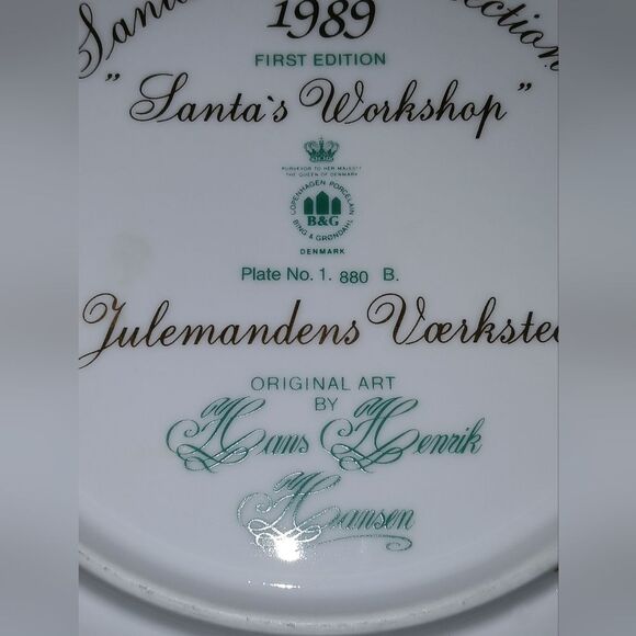 1989 Santa Claus Collection Santa's Work Shop Hans Henrik Hansen Plate - Picture 9 of 10